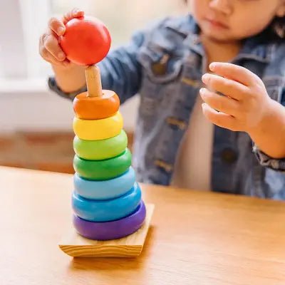 Jouet en Bois - WoodenToys™ - Tour arc - en - ciel - Mon Eveil Bébé